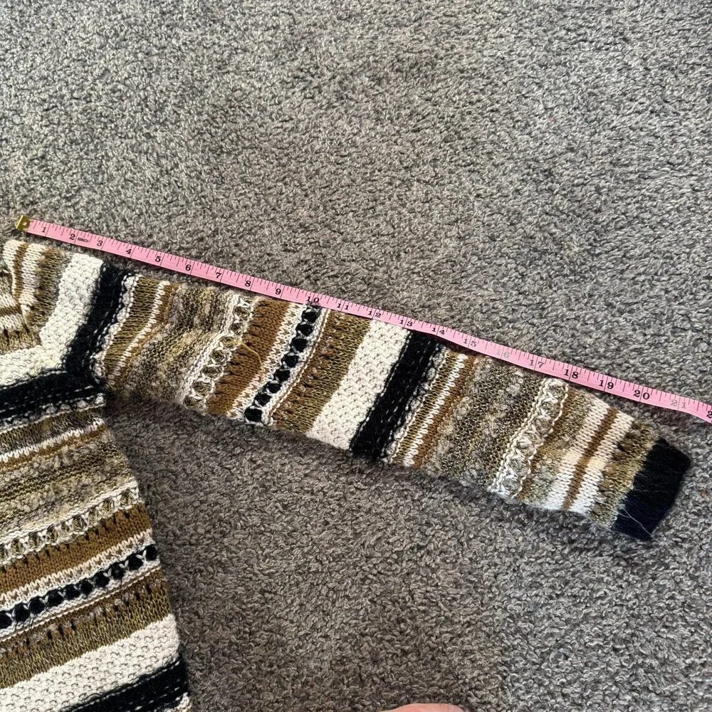 Forever‎ 21 Striped Hooded Open Front Long Cardigan Sweater Women Small